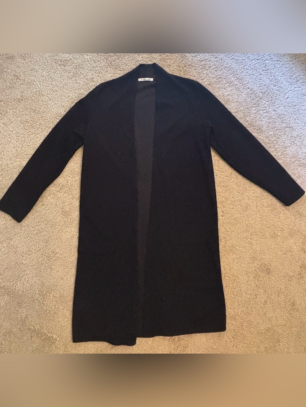 Long Open-Front Black Women's Cardigan Sweater